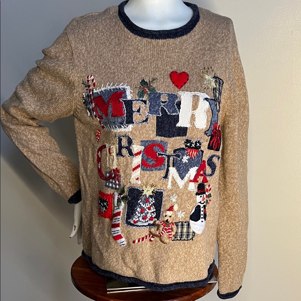 Festive Christmas Sweater with Embroidered Design